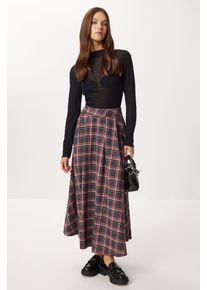 Kariierter High-Waist Faltenrock MIDI