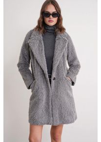 Strukturierter langer Mantel mit Kragenjacke