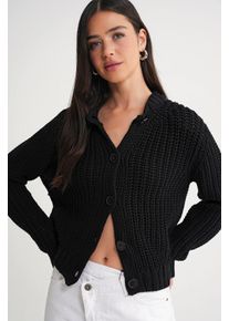 Strukturiertes Rippstrick-Cardigan mit Kn&ouml;pfen