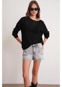 &Uuml;bergro&szlig;er Bootsausschnitt-Strickpullover