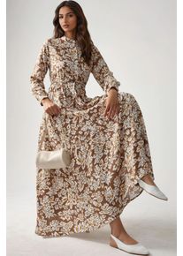 Bedrucktes Maxikleid mit Hemdkragen