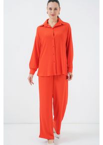 Strukturiertes Langarm-Strickshirt und -Hose Gestricktes Ko-Ord-Set