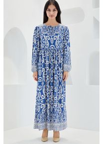 Muster Maxi-Kleid mit Bindeband