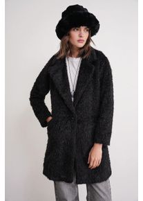Strukturierter langer Mantel mit Jacketkragen