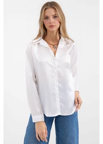 Satin Langarmhemd mit Knopfleiste