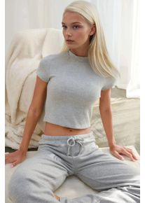 Schmale Passform Strickcrop-Bluse