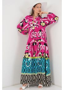 Muster Maxi-Kleid mit V-Ausschnitt