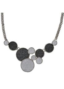 Steuer Modeschmuck Collierkette Metallcollier mit glitzernder Kreiszierde rhodiumf.