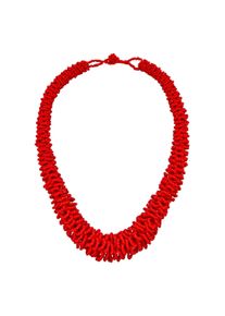 Steuer Modeschmuck Kette Glasperle Rot gerflochten