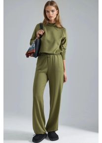 Modal Touch Halb-Halsbedecktes Bluse & Elastische Taillenhose