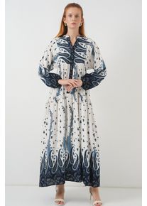 Gemustertes V-Ausschnitt Maxi-Kleid