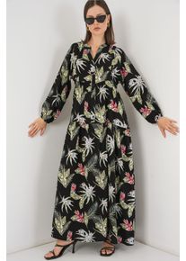 Muster Maxi-Kleid mit V-Ausschnitt