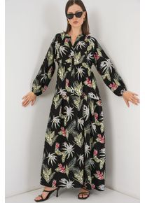 Muster Maxi-Kleid mit V-Ausschnitt