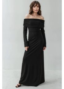 Schulterfreies Maxikleid mit Schlitz