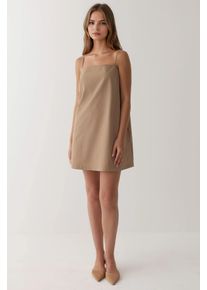 Mini-Kleid mit quadratischem Kragen und Taschen