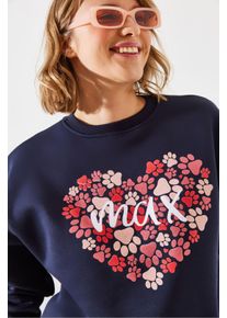 Bedruckter Baumwoll-Rundhals-Sweatshirt