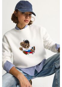 Bestickter Rundhals-Pullover mit langen &Auml;rmeln