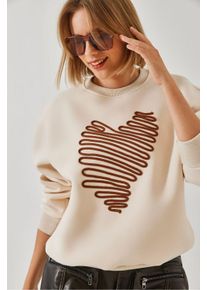 Bestickter Rundhalsausschnitt Baumwollpullover