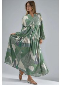 Bedrucktes Langarm-Viskose-Maxi-Kleid