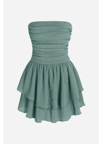 Tr&auml;gerloses Texturiertes R&uuml;schenshirt Mini-Kleid