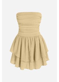 Tr&auml;gerloses strukturiertes R&uuml;schenshirt-Minikleid