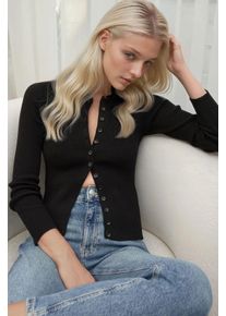 Lang&auml;rmliger Knopf-Cardigan