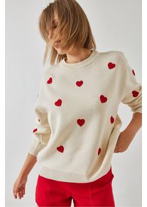Bestickter Rundhals-Relaxed-Fit-Pullover