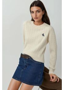 Bestickter Pullover mit Haargflecht-Muster