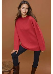 Dick gestrickter Rundhals-Longpullover