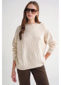 Ribbed Knitwear Pullover mit Haargflechtmuster