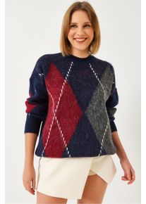 &Uuml;bergro&szlig;er Pullover mit Diamantdruck