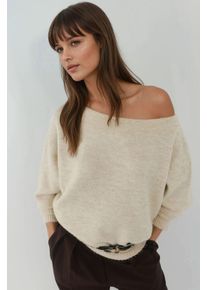 Weicher strukturierten Off-Shoulder Strickpullover