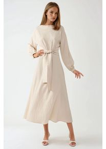 Strukturiertes Maxikleid mit Rundhalsausschnitt