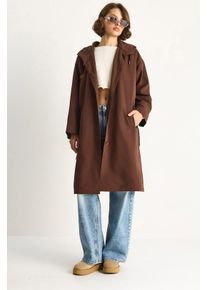 &Uuml;bergr&ouml;&szlig;e Midi-Trenchcoat mit Schal-Kragen