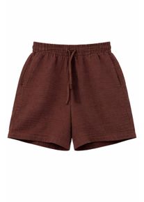 Hochtaillierte strukturierte Baumwollshorts