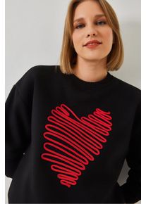 Bestickter Rundhalsausschnitt Baumwollpullover