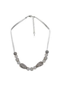 Steuer Modeschmuck Kette Textil Metal glanz poliert Glasstein wei&szlig;