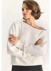 Asymmetrischer Kragen Zubeh&ouml;r Detaillierter Strickpullover
