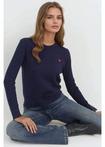 Haarzopf Strickpullover mit Herzdetails