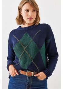 Pullover mit geometrischem Muster und Rundhalsausschnitt