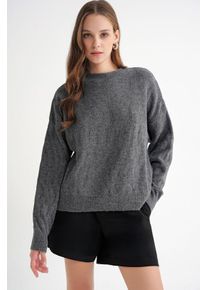 Rippstrickpullover mit Haarglanzmuster