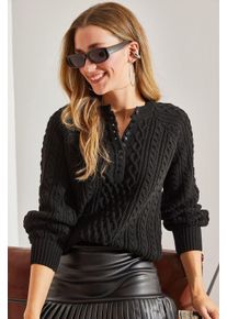 Strickpullover mit Knopfkragen