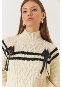 Rollkragen Baklava Strickpullover mit Banddetail