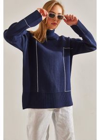 Geometrisches Muster Rollkragenstrickpullover