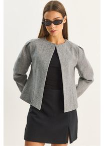 Strukturierte Jacke mit offener Kragen und Futter