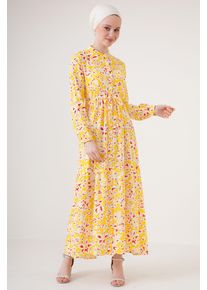 Maxikleid mit Muster und Knopfverschluss