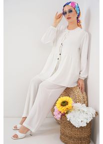 Crewneck Lange Tunika und Weite Hosen Set