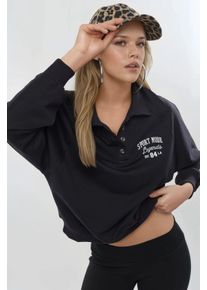 Polo-Kragen Langarm Relaxed Fit Sweatshirt