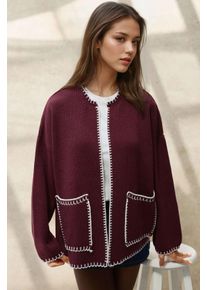 Gestreifter langer Strickcardigan