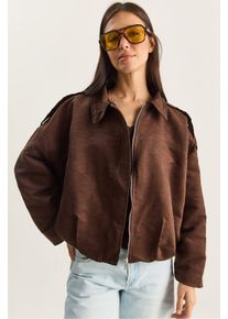 Oversized Kunstlederjacke